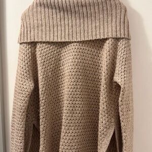 Cozy Taupe Cowl Neck Sweater